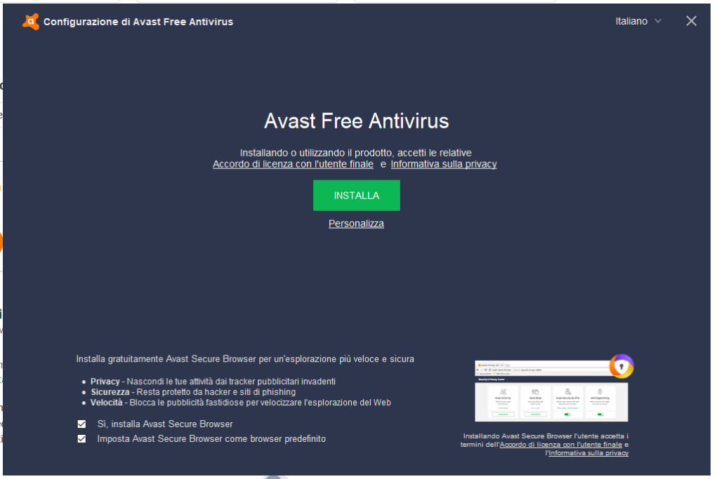 Installazione di Avast