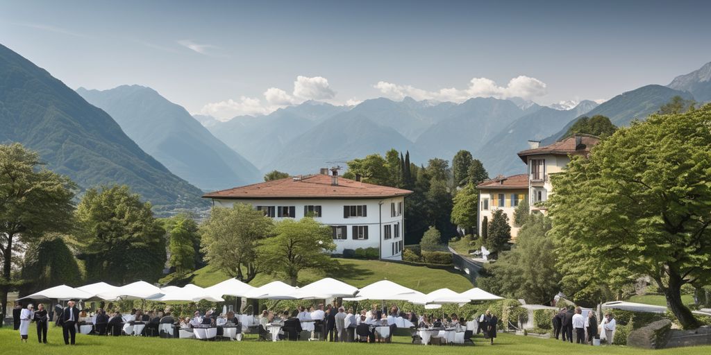 Ticino landscape with business people